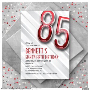 Modern Adult 85th Birthday Invitation