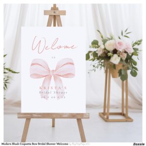 Modern Blush Coquette Bow Bridal Shower Welcome Foam Board