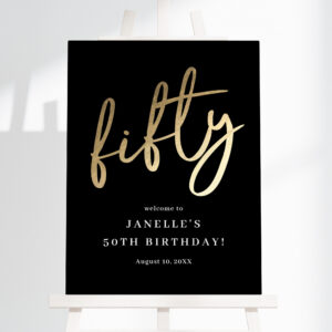 Modern Bold Gold Type 50th Birthday Party Welcome Foam Board