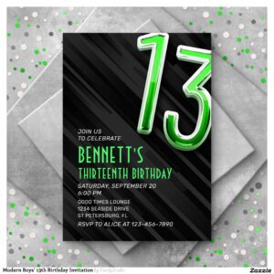 Modern Boys' 13th Birthday Invitation