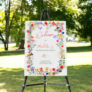 Modern chic boho wild flowers graduation welcome foam board