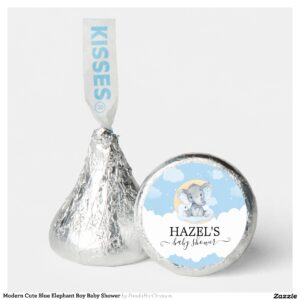 Modern Cute Blue Elephant Boy Baby Shower Hershey?'s Kisses?