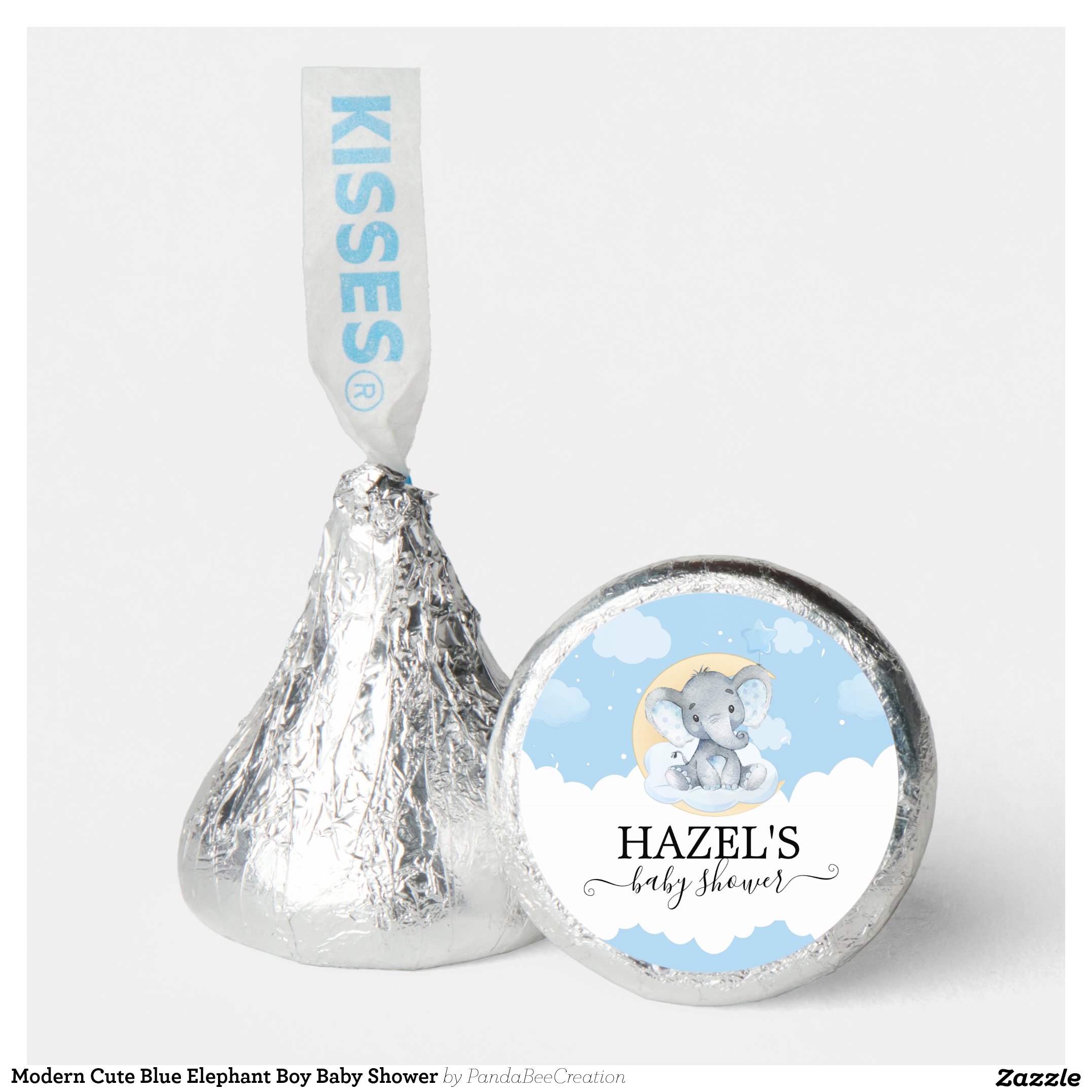 Modern Cute Blue Elephant Boy Baby Shower Hershey?'s Kisses?