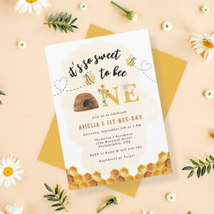 Modern Cute It?s so sweet to bee first birthday Invitation