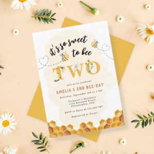 Modern Cute It?s so sweet to bee two 2nd birthday Invitation