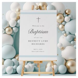 Modern Elegance Boys Baptism Welcome Poster