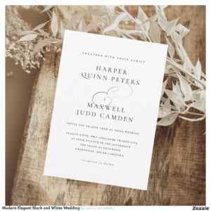Modern Elegant Black and White Wedding Invitation