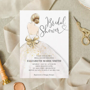 Modern Elegant Bride Wedding Gown Bridal Shower Invitation