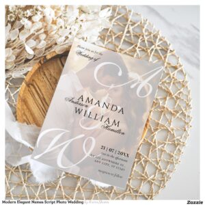 Modern Elegant Names Script Photo Wedding Invitation