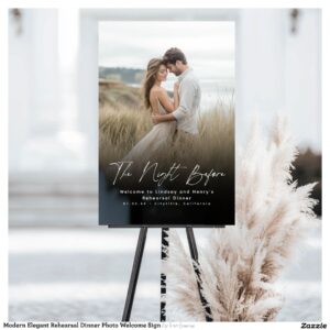 Modern Elegant Rehearsal Dinner Photo Welcome Sign