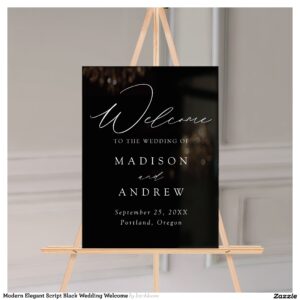 Modern Elegant Script Black Wedding Welcome Acrylic Sign