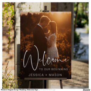 Modern Elegant Script Wedding Welcome Sign