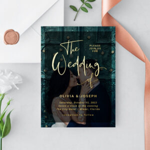 Modern Gold Overlay   Photo Wedding Foil Invitation