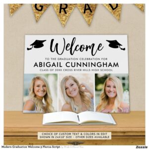 Modern Graduation Welcome 3 Photos Script Foam Board