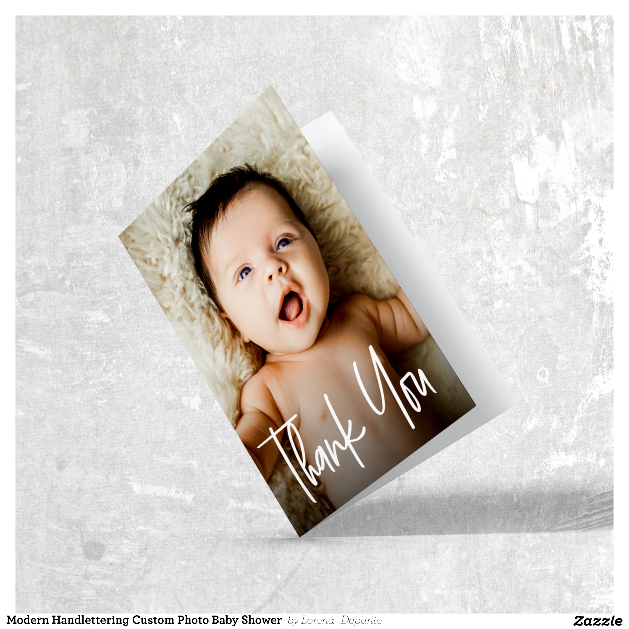 Modern Handlettering Custom Photo Baby Shower  Thank You Card