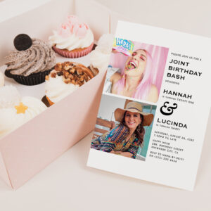 Modern Joint Birthday Party 2 Photo Invitation