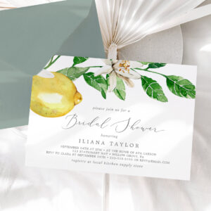 Modern Lemon Garden Horizontal Bridal Shower Invitation