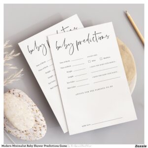 Modern Minimalist Baby Shower Predictions Game Flyer