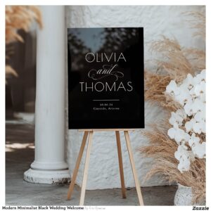 Modern Minimalist Black Wedding Welcome Acrylic Sign