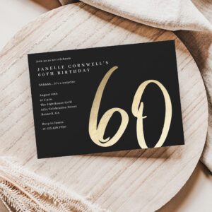 Modern Minimalist Gold Type 60th Birthday Invitation