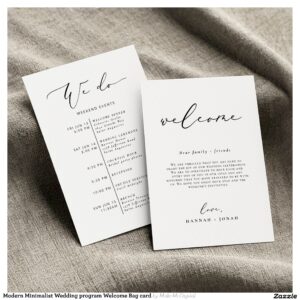 Modern Minimalist Wedding program Welcome Bag card