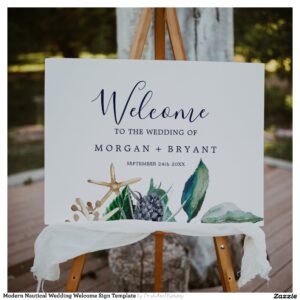 Modern Nautical Wedding Welcome Sign Template
