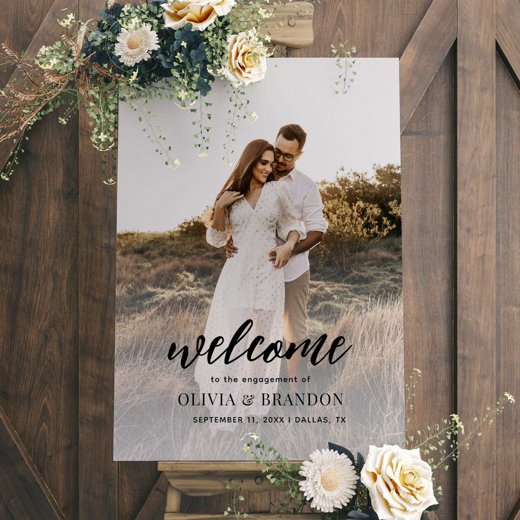 Modern Photo Typography Engagement Party Welcome Foam Board
