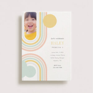 Modern Rainbow Birthday Photo Invitation