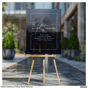 Modern Rehearsal Dinner Black Welcome Acrylic Sign