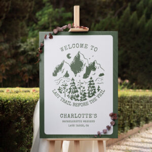 Modern Simple Camp Bachelorette Party Welcome Sign