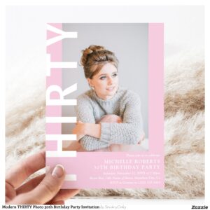 Modern THIRTY Photo 30th Birthday Party Invitation