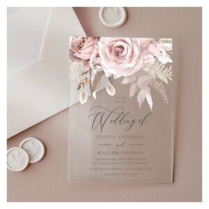 Modern Trendy Designer Dusty Rose Blush Wedding Acrylic Invitations