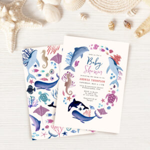 Modern Under the Sea Gender Neutral baby shower Invitation