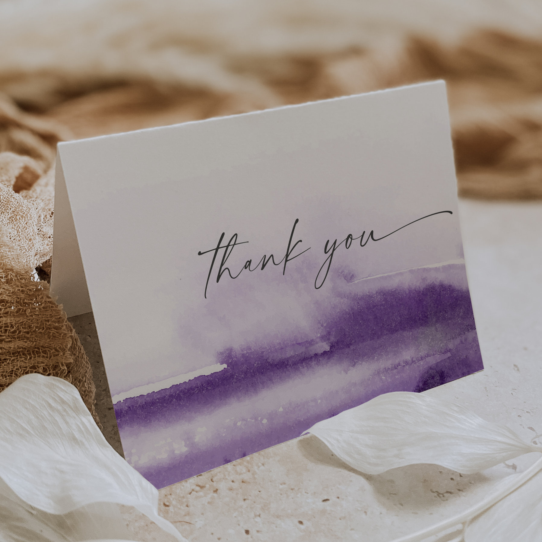 Modern Watercolor   Purple Thank You Card