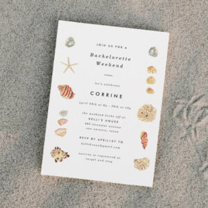 Modern Watercolor Seashells Bachelorette Party Invitation