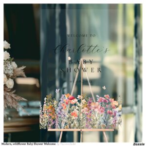 Modern, wildflower Baby Shower Welcome  Acrylic Sign