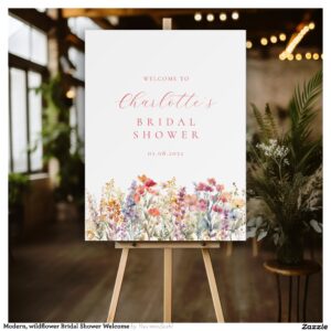 Modern, wildflower Bridal Shower Welcome Foam Board