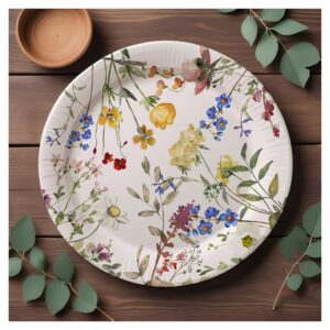 Modern Wildflower Garden Greenery Baby Shower Paper Plates