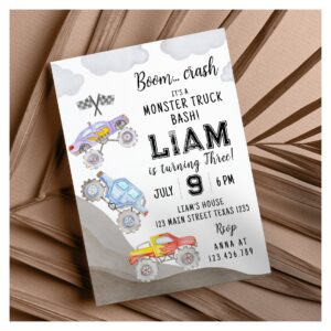 Monster Truck Birthday Invitation Racing Car