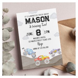 Monster Truck Birthday Invitation Racing Car
