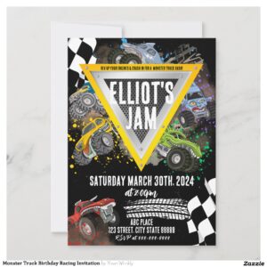 Monster Truck Birthday Racing Invitation