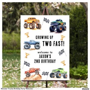 Monster Trucks Birthday Party Welcome Foam Board