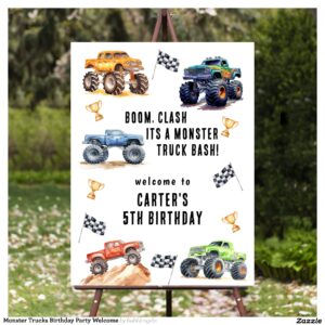 Monster Trucks Birthday Party Welcome Foam Board