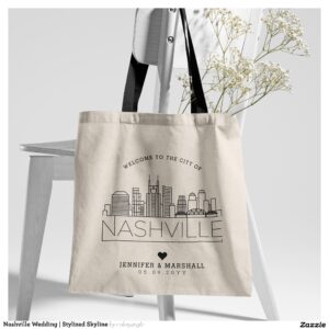 Nashville Wedding   Stylized Skyline Tote Bag
