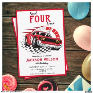 Need Four Speed Race Car Invitation