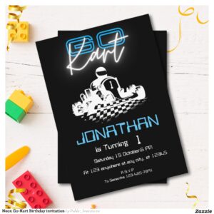 Neon Go-Kart Birthday invitation