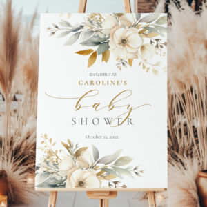 Neutral Baby In Bloom Baby Shower Welcome Sign
