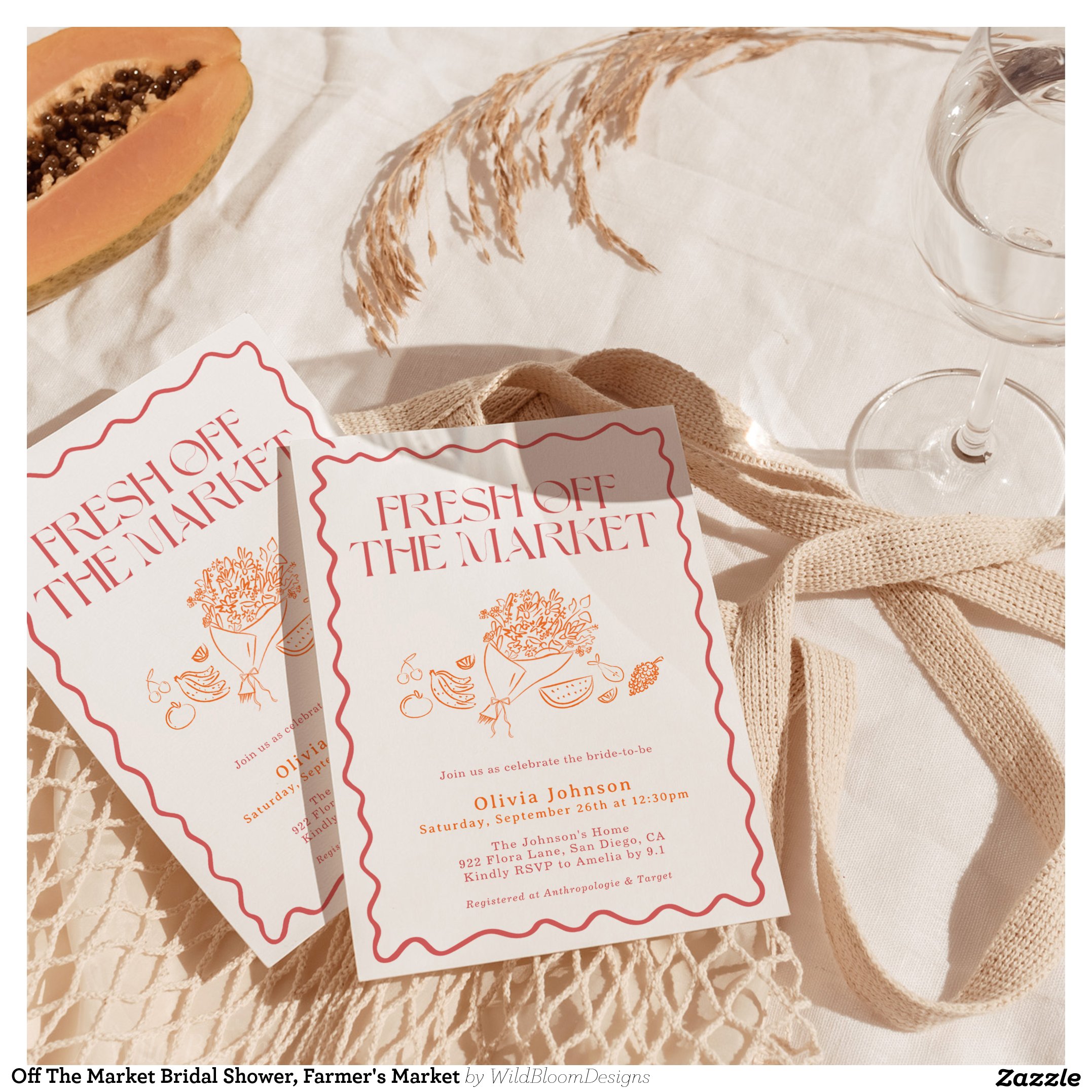 Off The Market Bridal Shower, Farmer's Market Invitation
