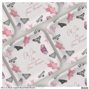 Oh La La Blush Lingerie Blush Bridal Shower Paper Plates