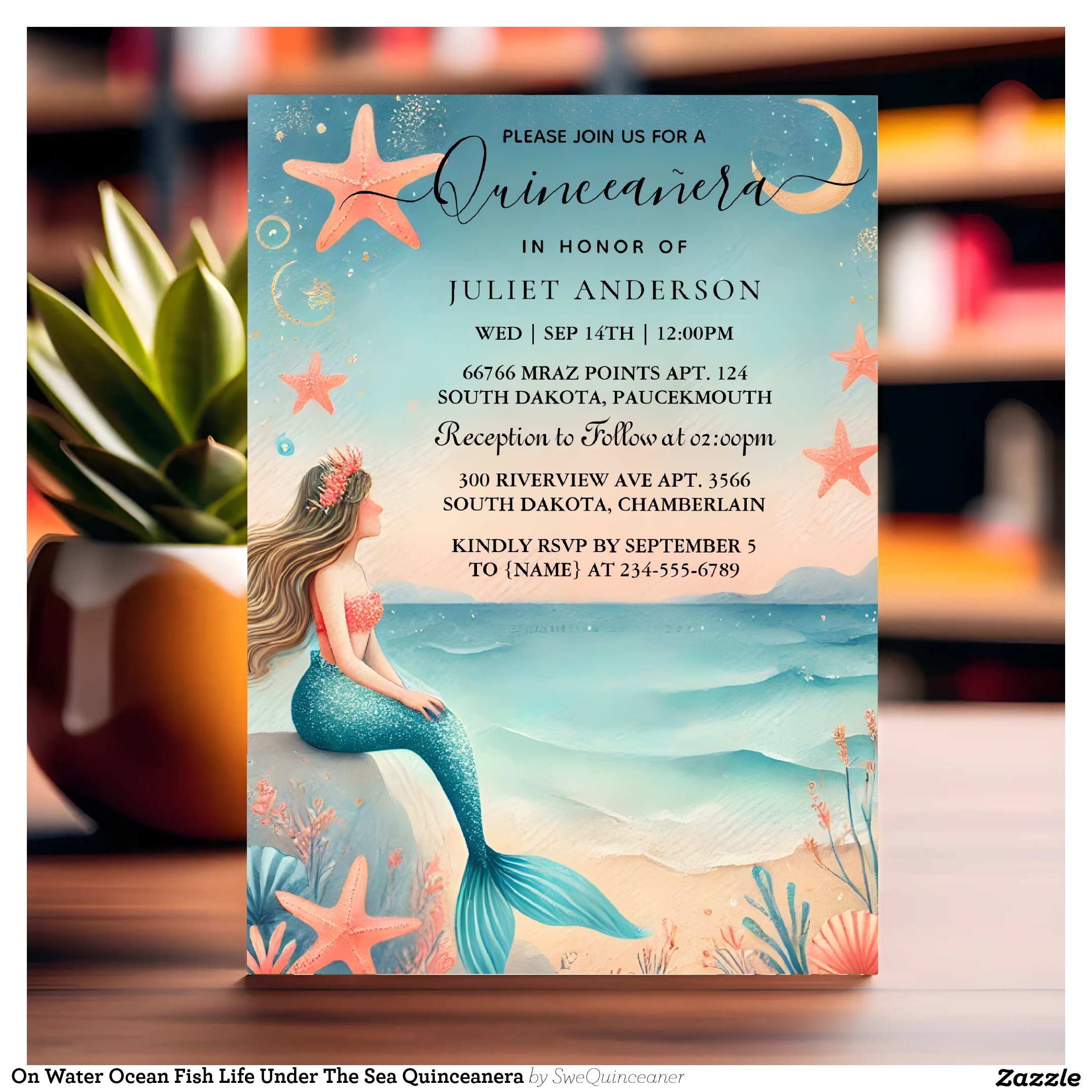 On Water Ocean Fish Life Under The Sea Quinceanera Invitation